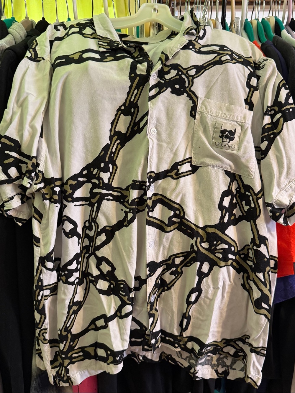 G59 Chainlink All Over Print Button Up White XL Greyday Streetwear